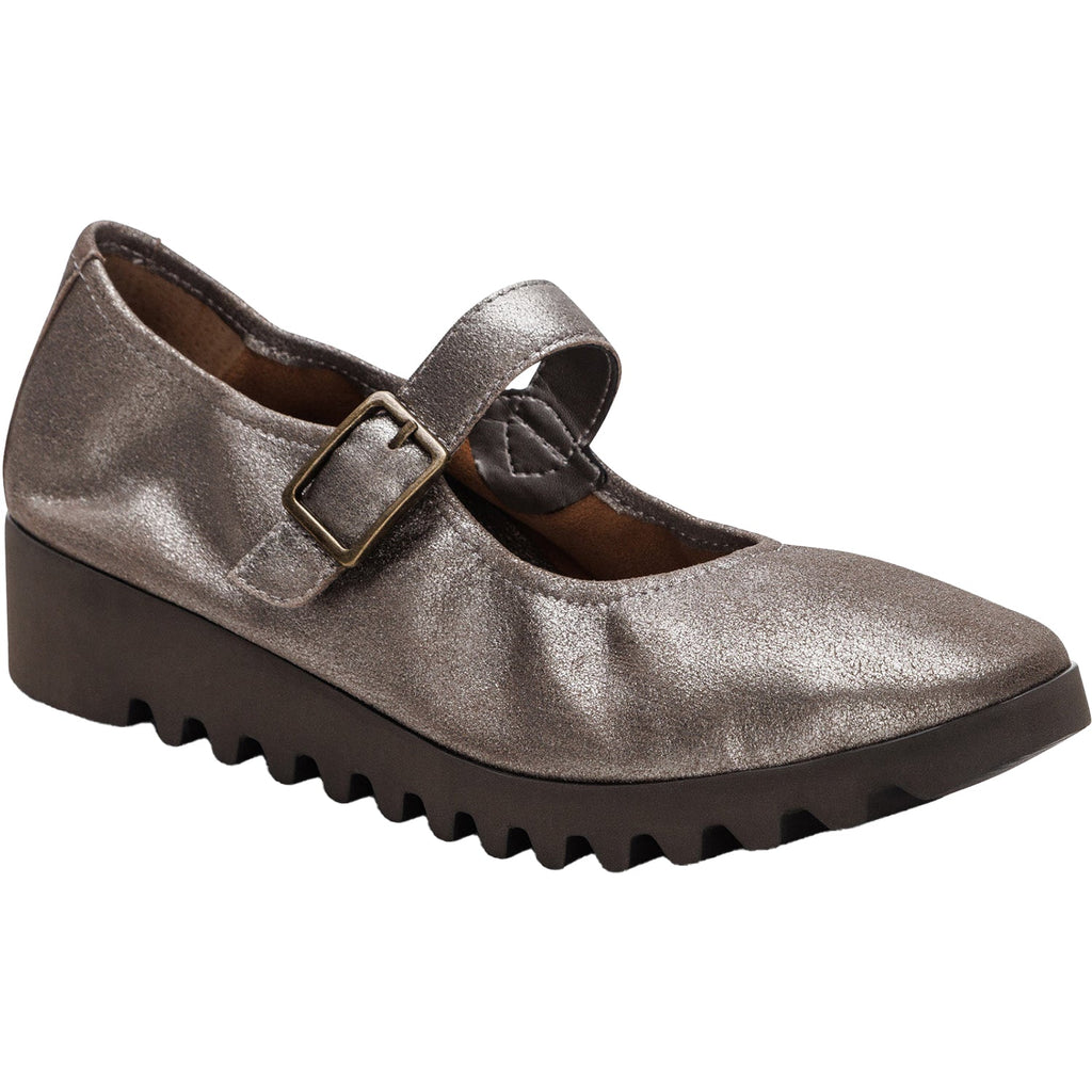 Aetrex Joanne Women's Mary Janes Brushed Silver Leather