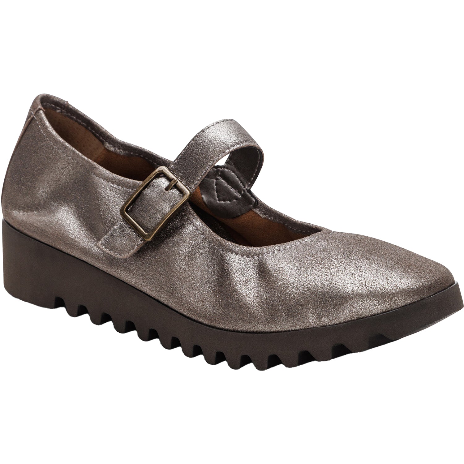 Aetrex Joanne Women's Mary Janes Brushed Silver Leather