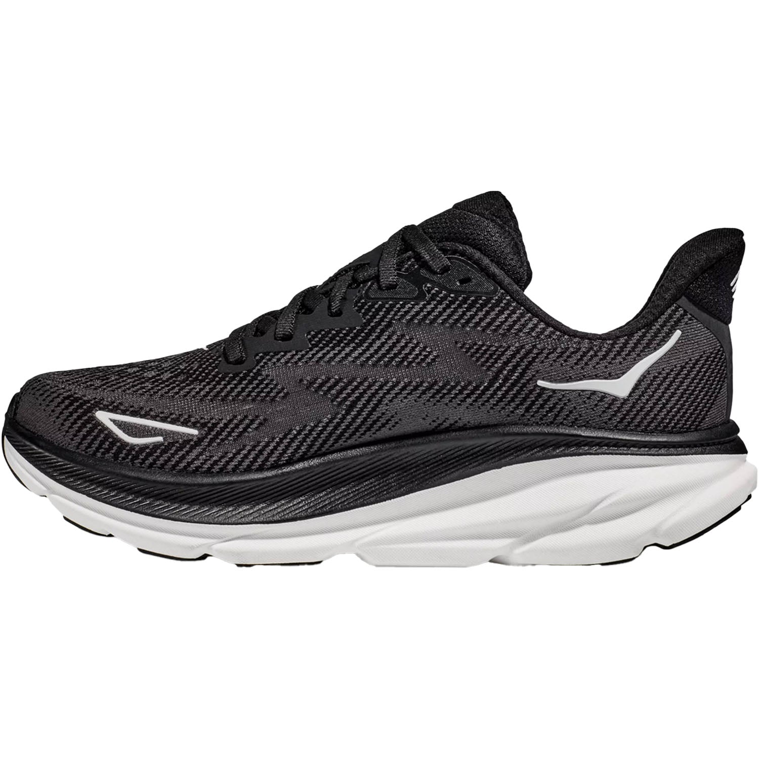 Hoka Clifton 9 (Neutral Support) Women's Road Running Shoes Black/White Mesh