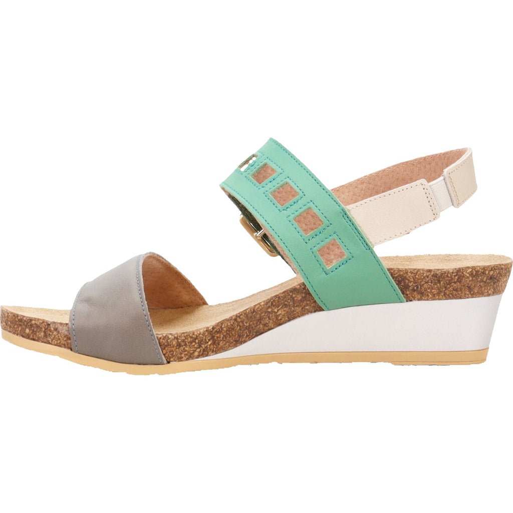 Naot Dynasty Women's Wedge Heel Sandals Foggy Grey/Soft Jade/Soft Ivory Leather