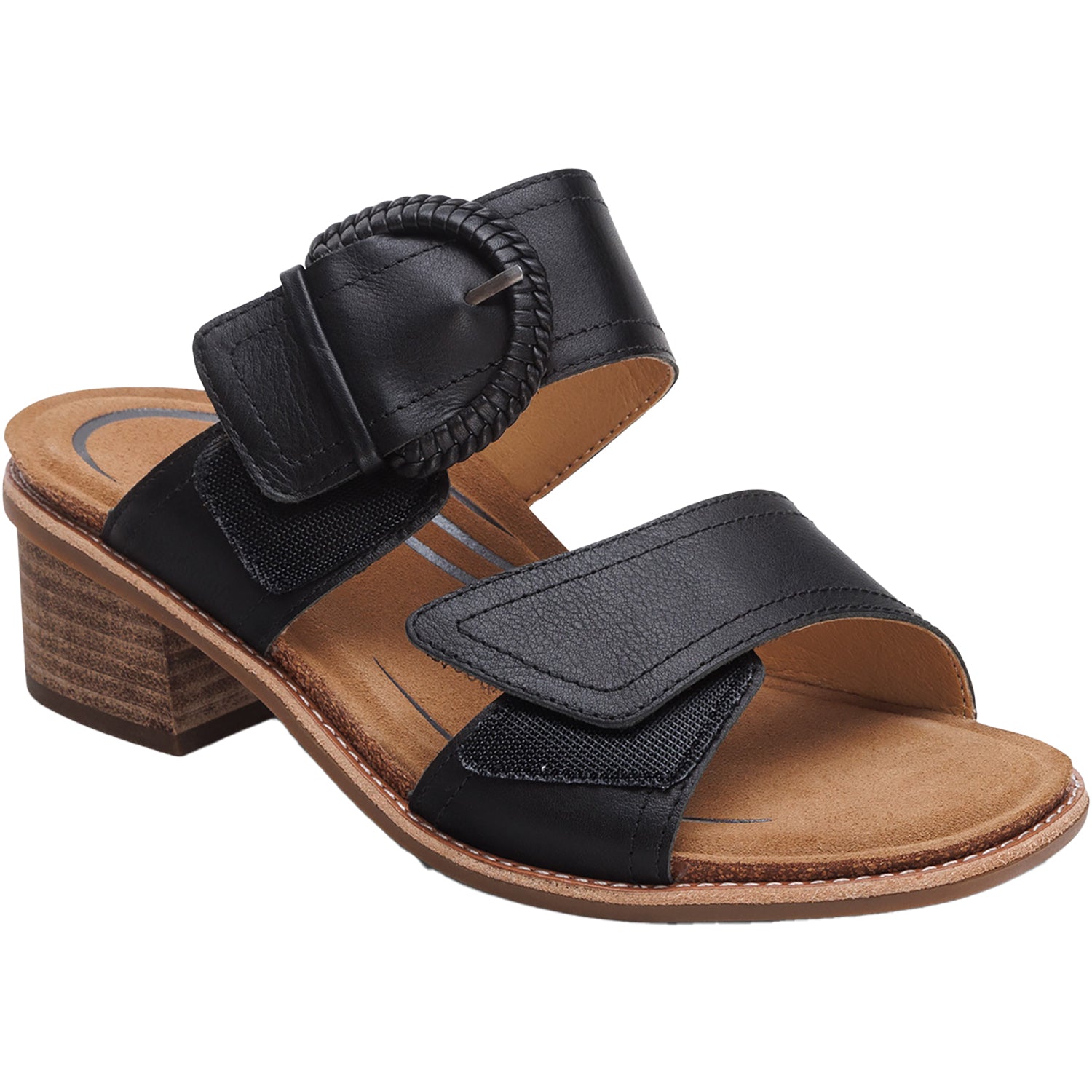 Aetrex Tatiana Women's Slide Sandals Black Leather