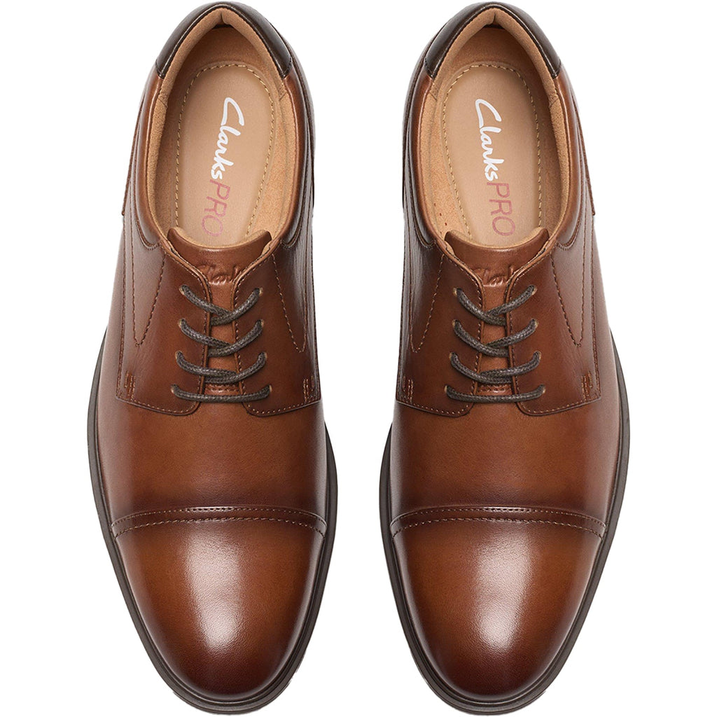 Clarks Eldredge Cap Men's Dress Shoes Dark Tan Leather