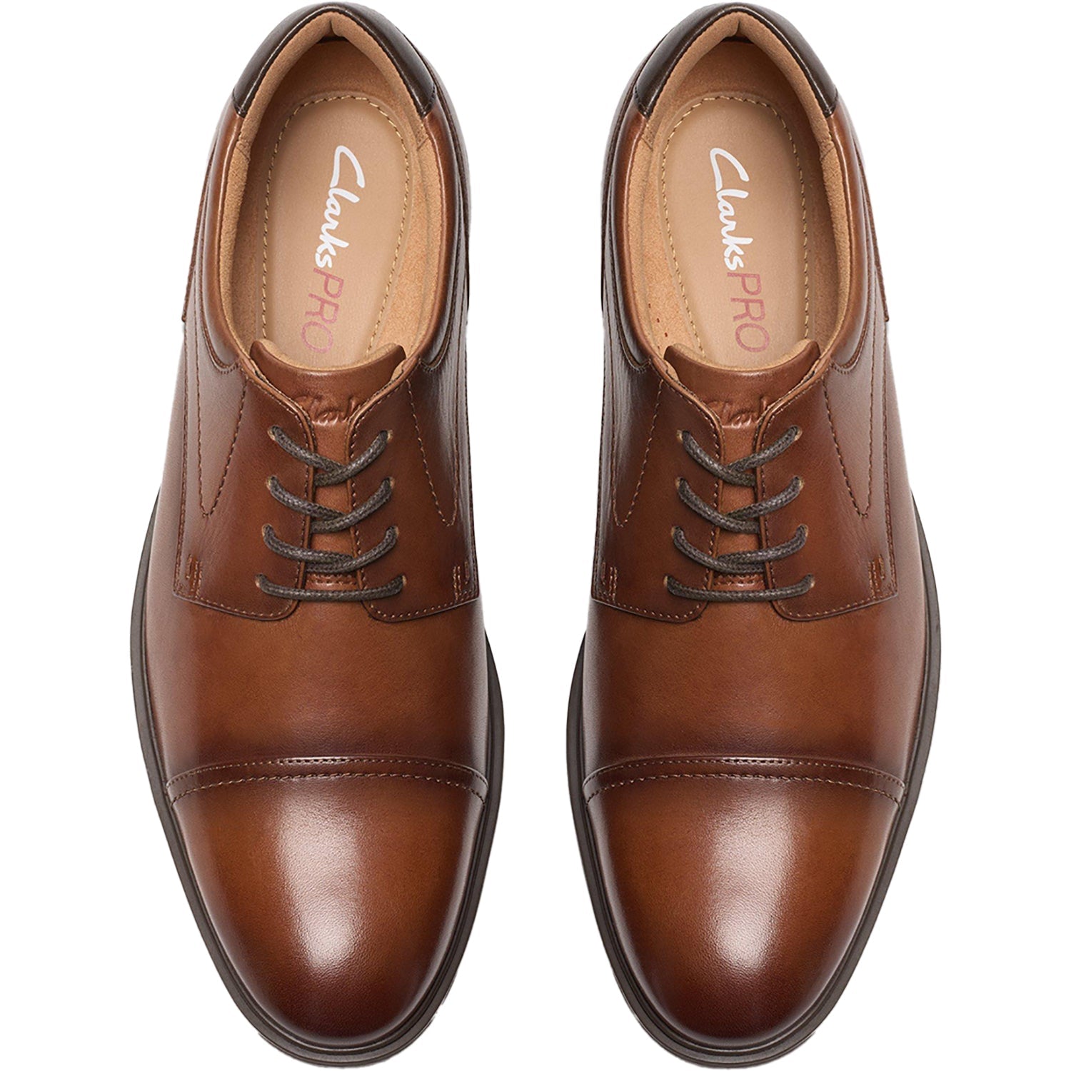 Clarks Eldredge Cap Men's Dress Shoes Dark Tan Leather