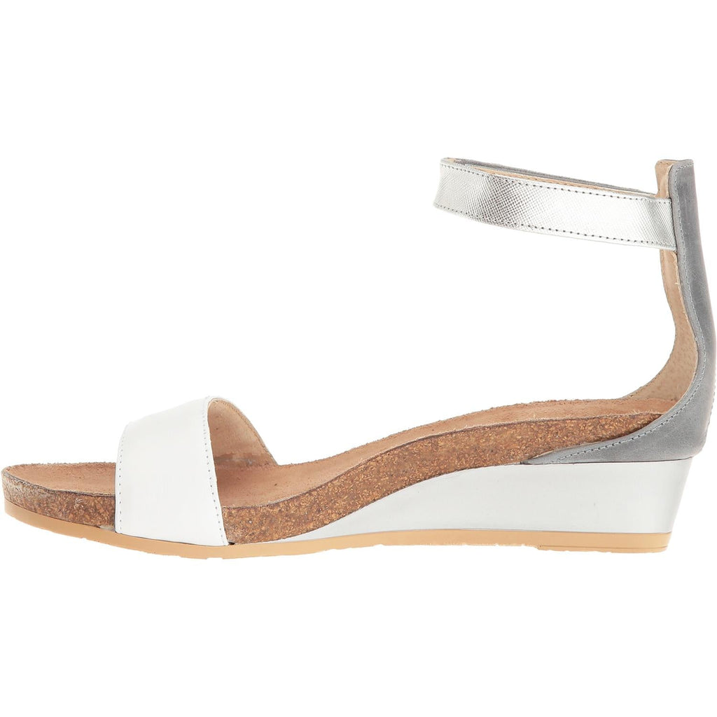 Naot Pixie Women's Ankle Strap Sandals White/Slate/Silver Leather