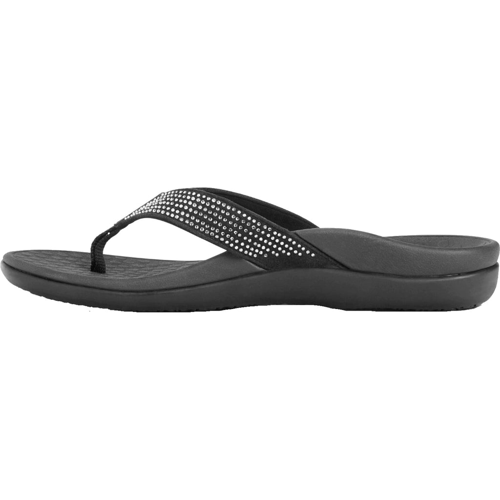 Vionic Tide Rhinestones Women's Flip Flopss Sandals Black Suede