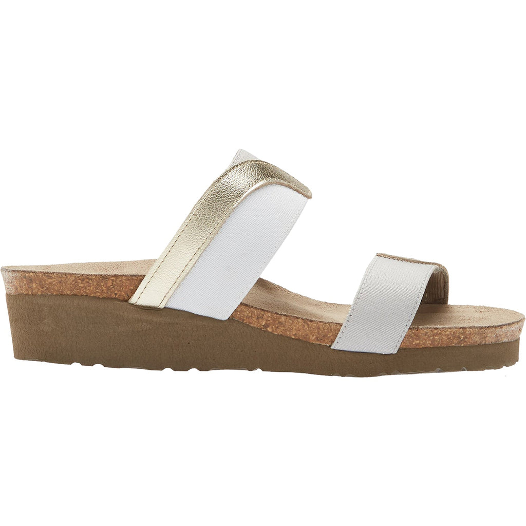 Naot Frankie Women's Slide Sandals Radiant Gold/Ice Grey Leather/Elastic