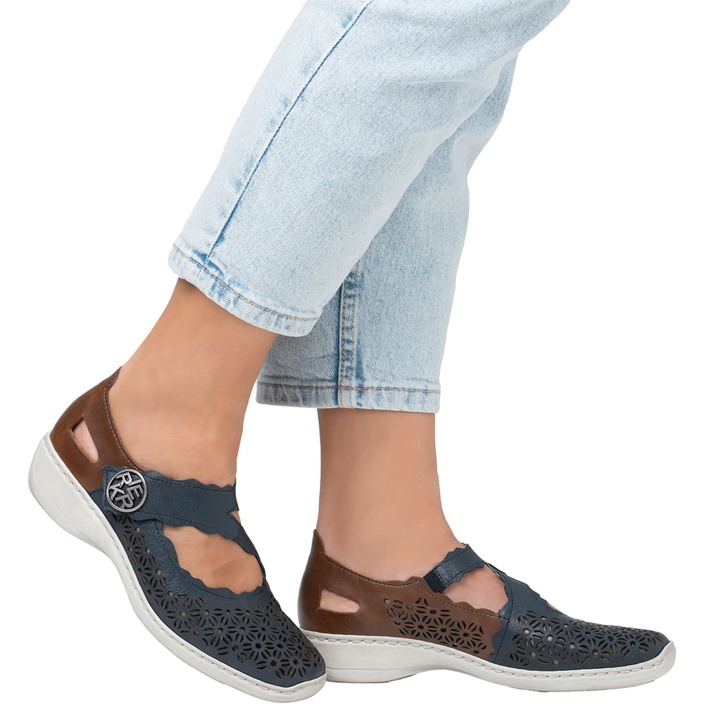 Rieker 413G4-14 Women's Mary Janes Traditional Pazifik/Mogano Leather