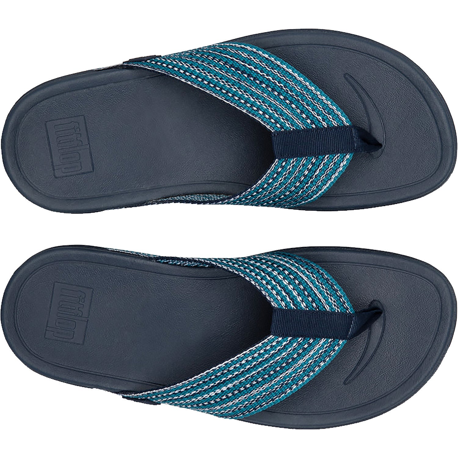 FitFlop Surfa Women's Flip Flopss Sandals Sea Blue Fabric