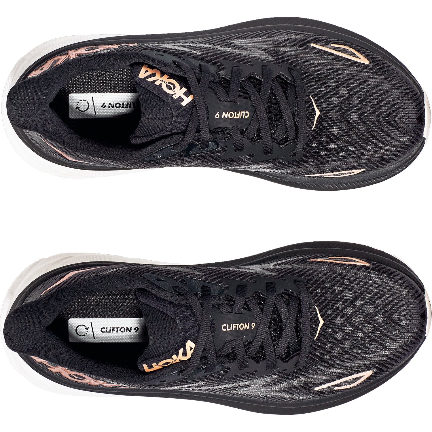 Hoka Clifton 9 (Neutral Support) Women's Running Shoes Black/Rose Gold Mesh