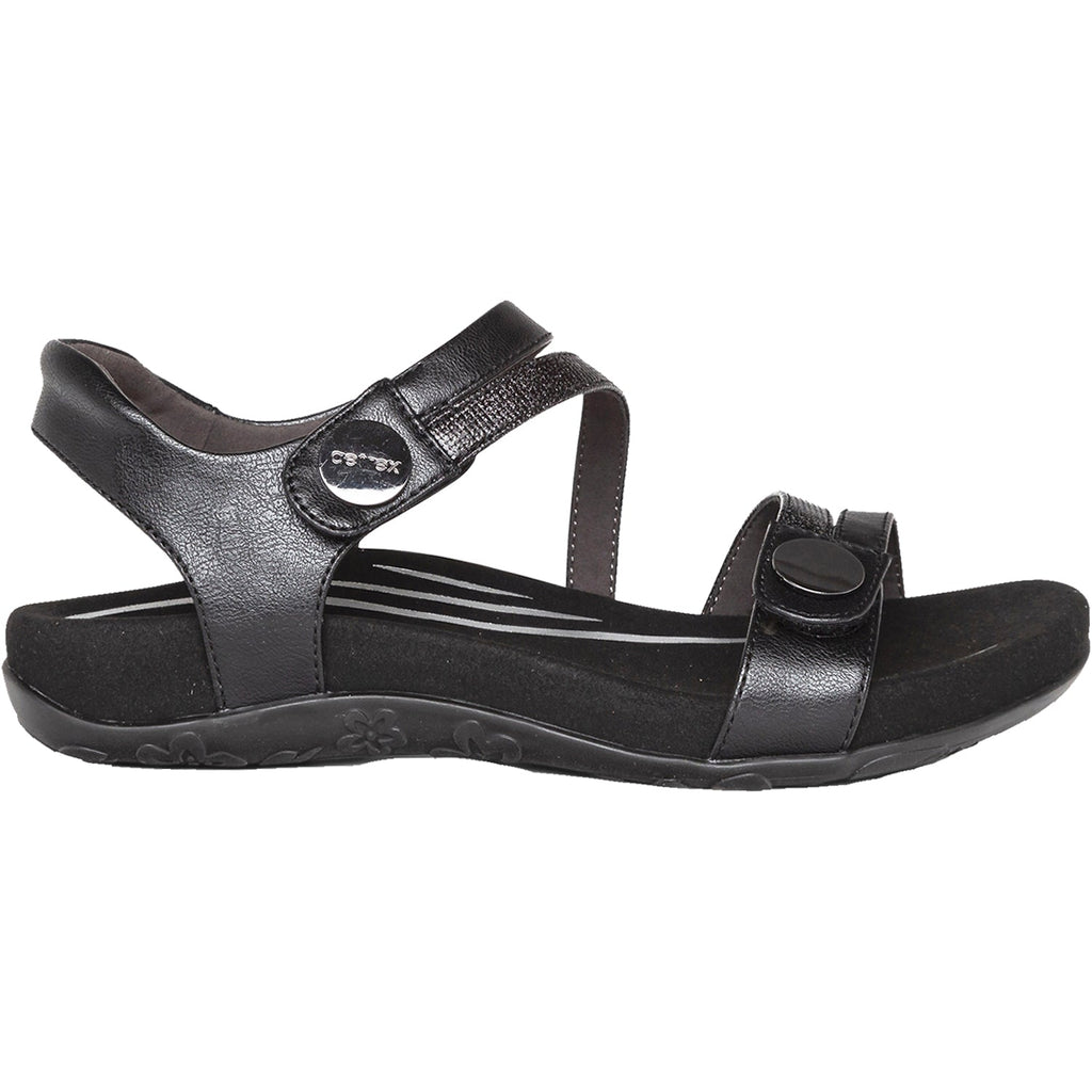 Aetrex Jess Women's Quarter Strap Sandals Black Synthetic