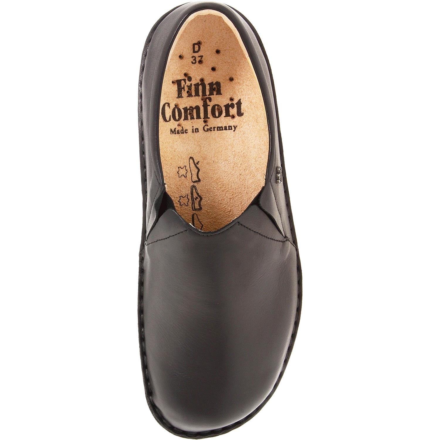 Finn Comfort Newport Women's Slip On Shoes Black Nappa Leather
