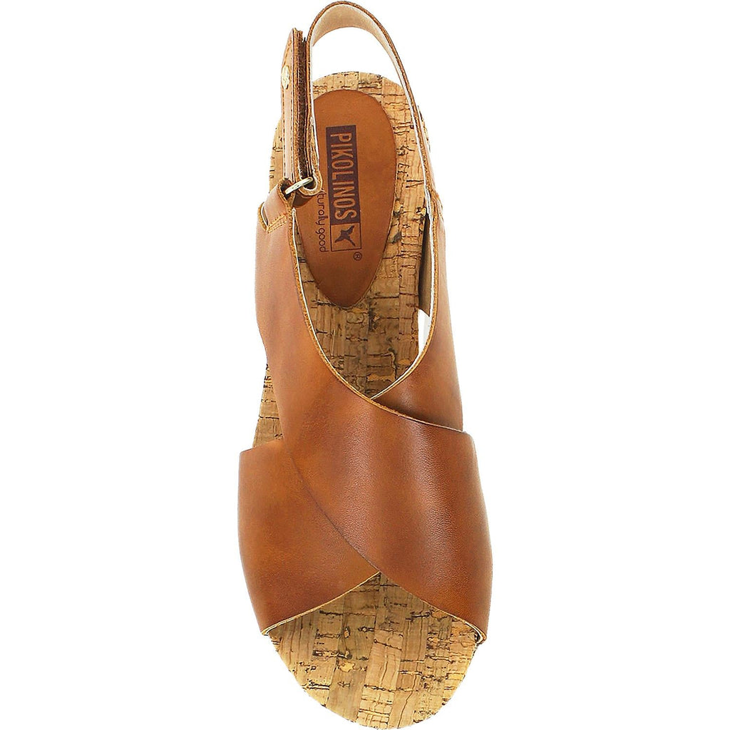 Pikolinos Mykonos W1G-0757 Women's Wedge Heel Sandals Brandy Leather