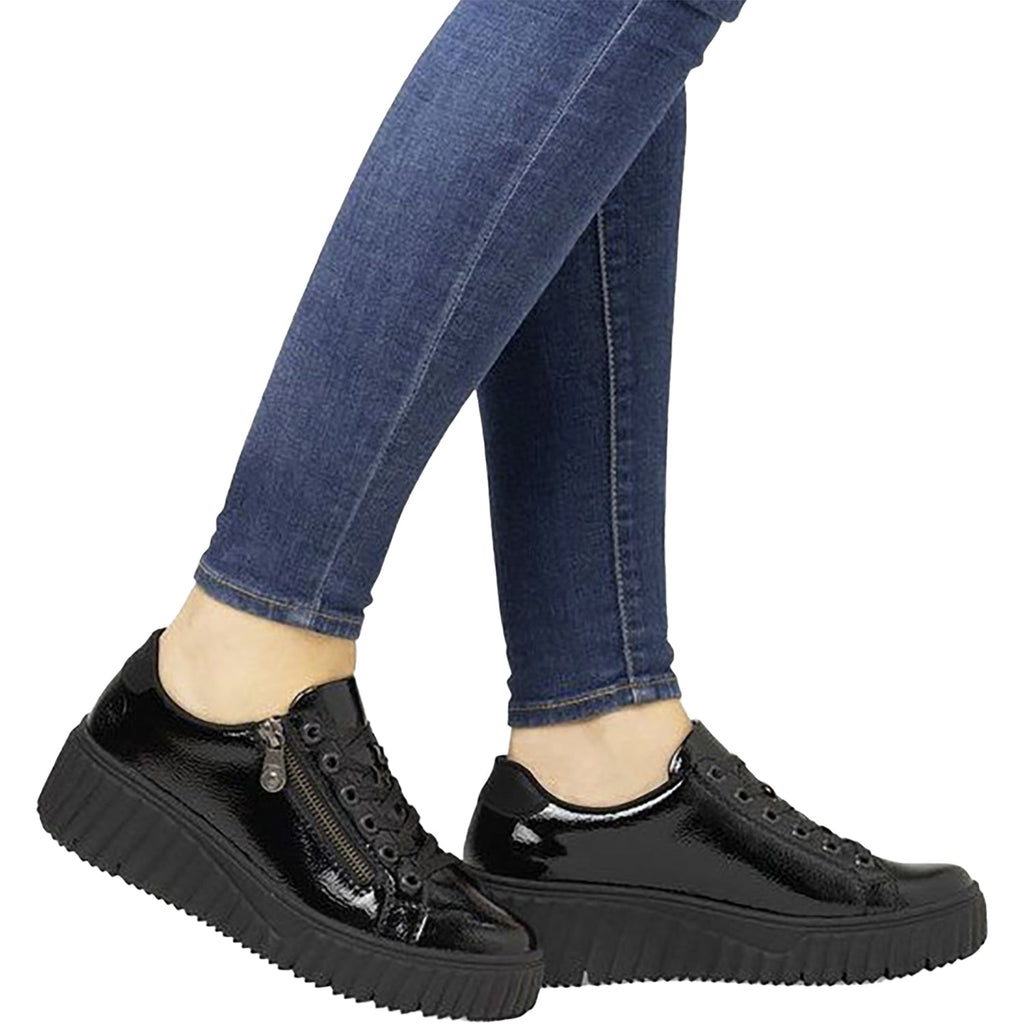 Rieker N2501-00 Women's Shoes Nero/Schwarz/Black Crashlack Patent Leather
