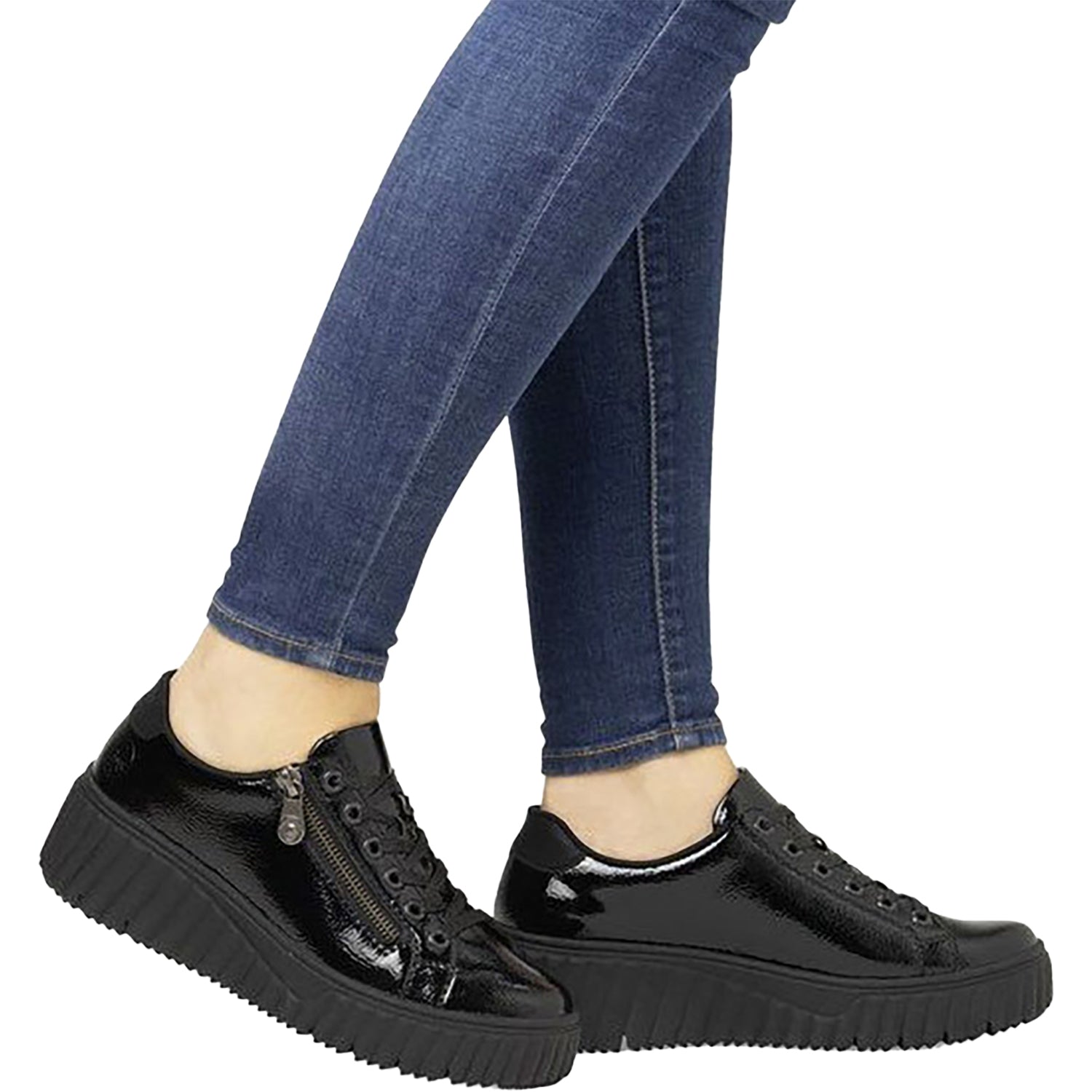 Rieker N2501-00 Women's Shoes Nero/Schwarz/Black Crashlack Patent Leather