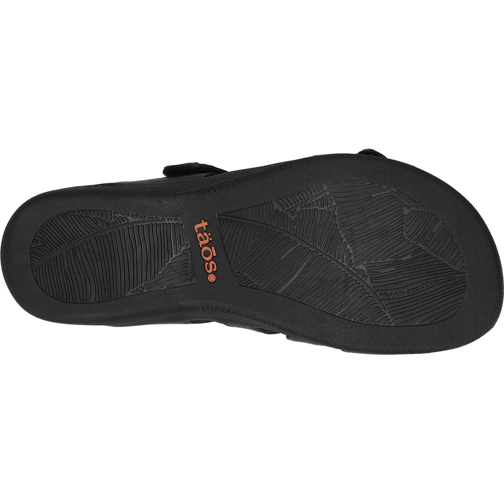 Taos Double U Women's Slide Sandals Black Leather