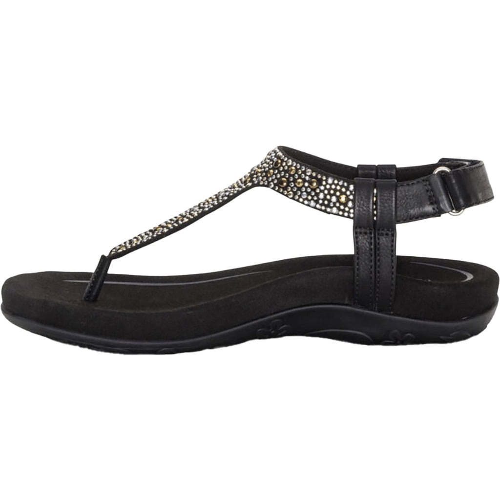 Aetrex Marni Women's Thong Sandals Black With Embellishments Synthetic
