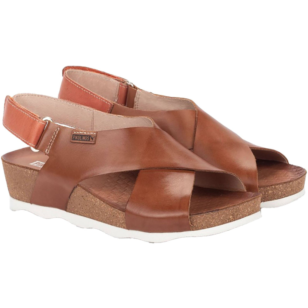Pikolinos Mahon W9E-0912 Women's Wedge Sandals Brandy Leather