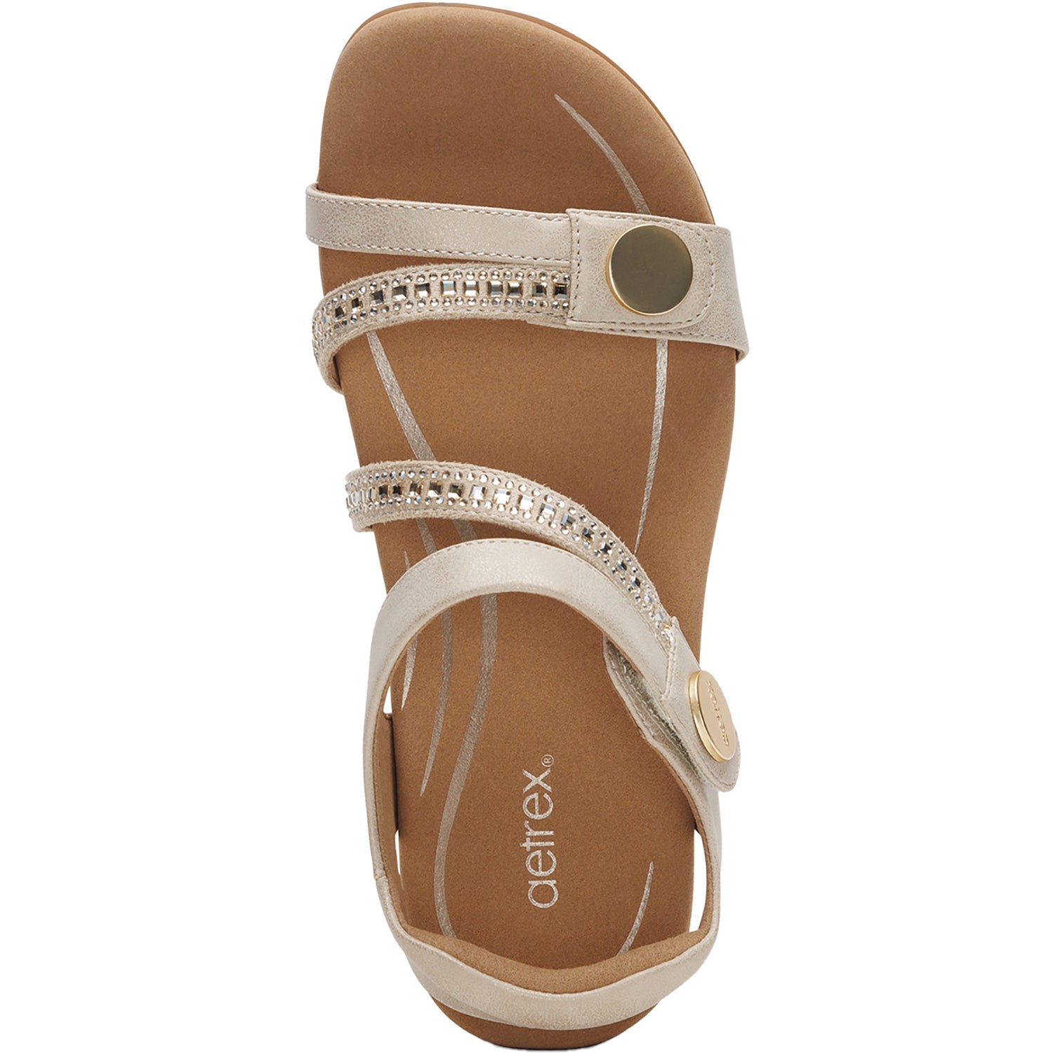 Aetrex Jess Jeweled Women's Sandals Champagne Sparkle