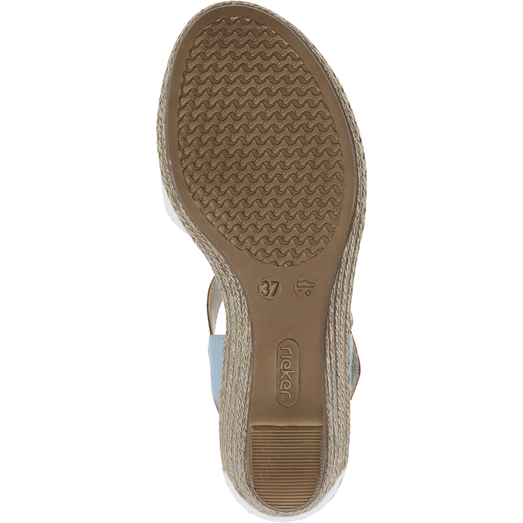 Rieker 62460-80 Fanni 80 Women's Wedge Sandals Weiss/Cayenne/Ciel Synthetic