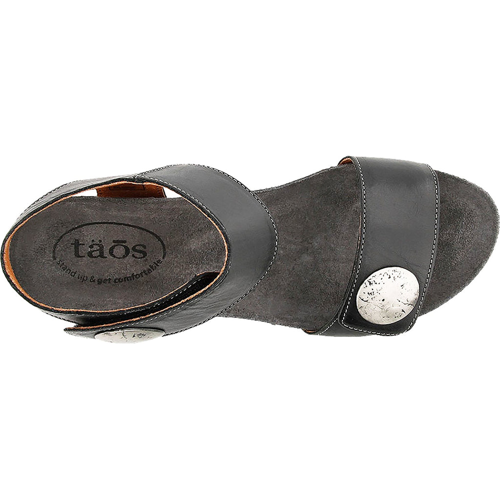 Taos Carousel 3 Women's Wedge Heel Sandals Black Leather