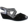 Ara Celia Women's Wedge Sandals Black Nubuck/Vernice