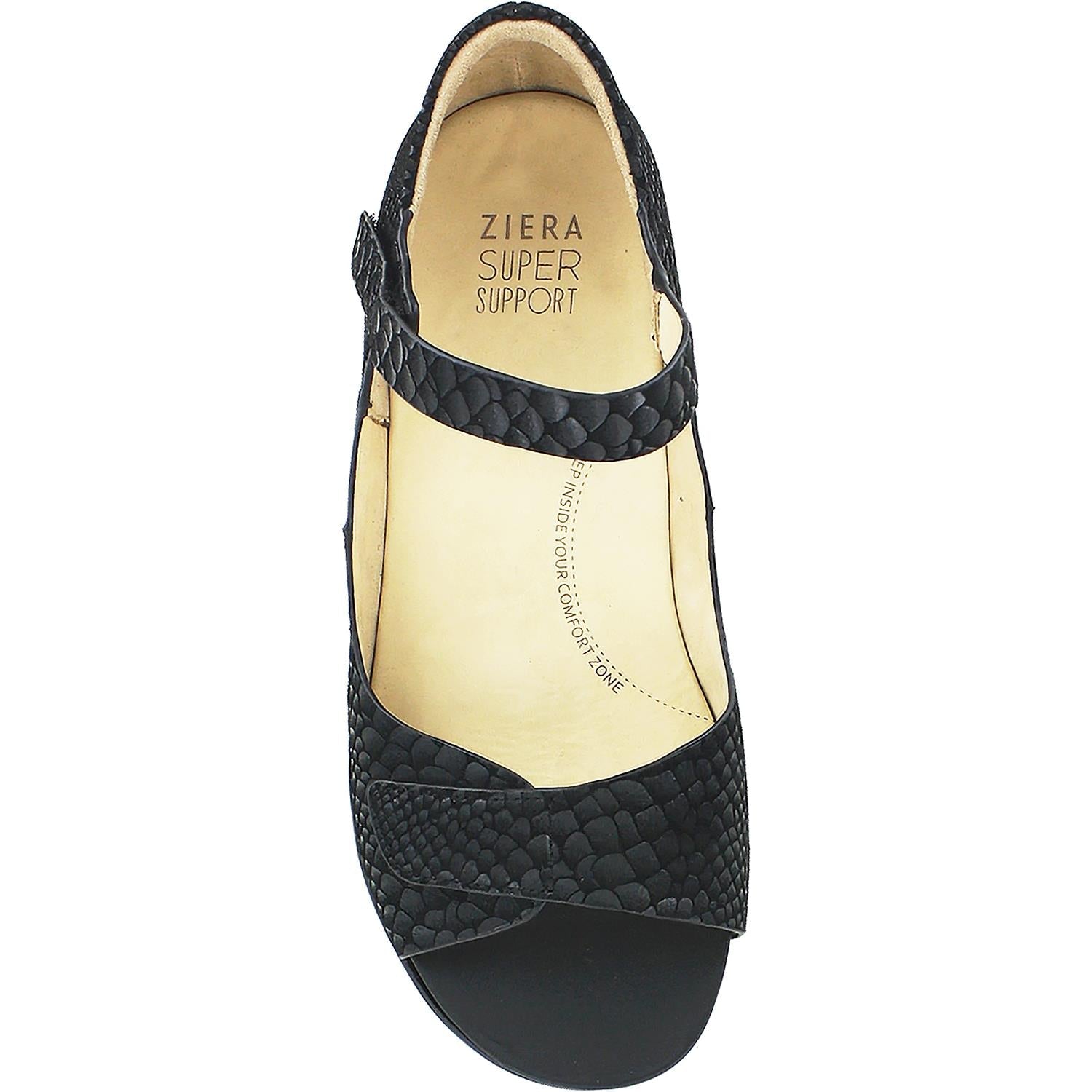 Ziera Genie Women's Sandals Black Exotic Snake Suede