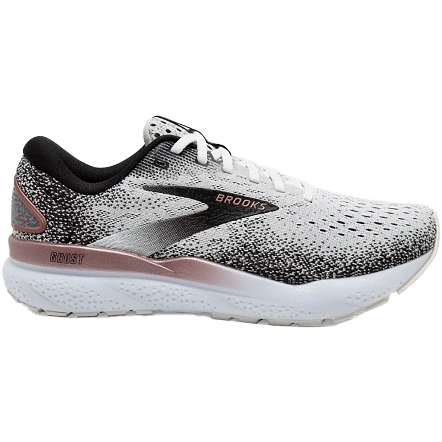 Brooks Ghost 16 (Neutral Support) Women's Athletic Shoes White/Black/Rose Gold Mesh