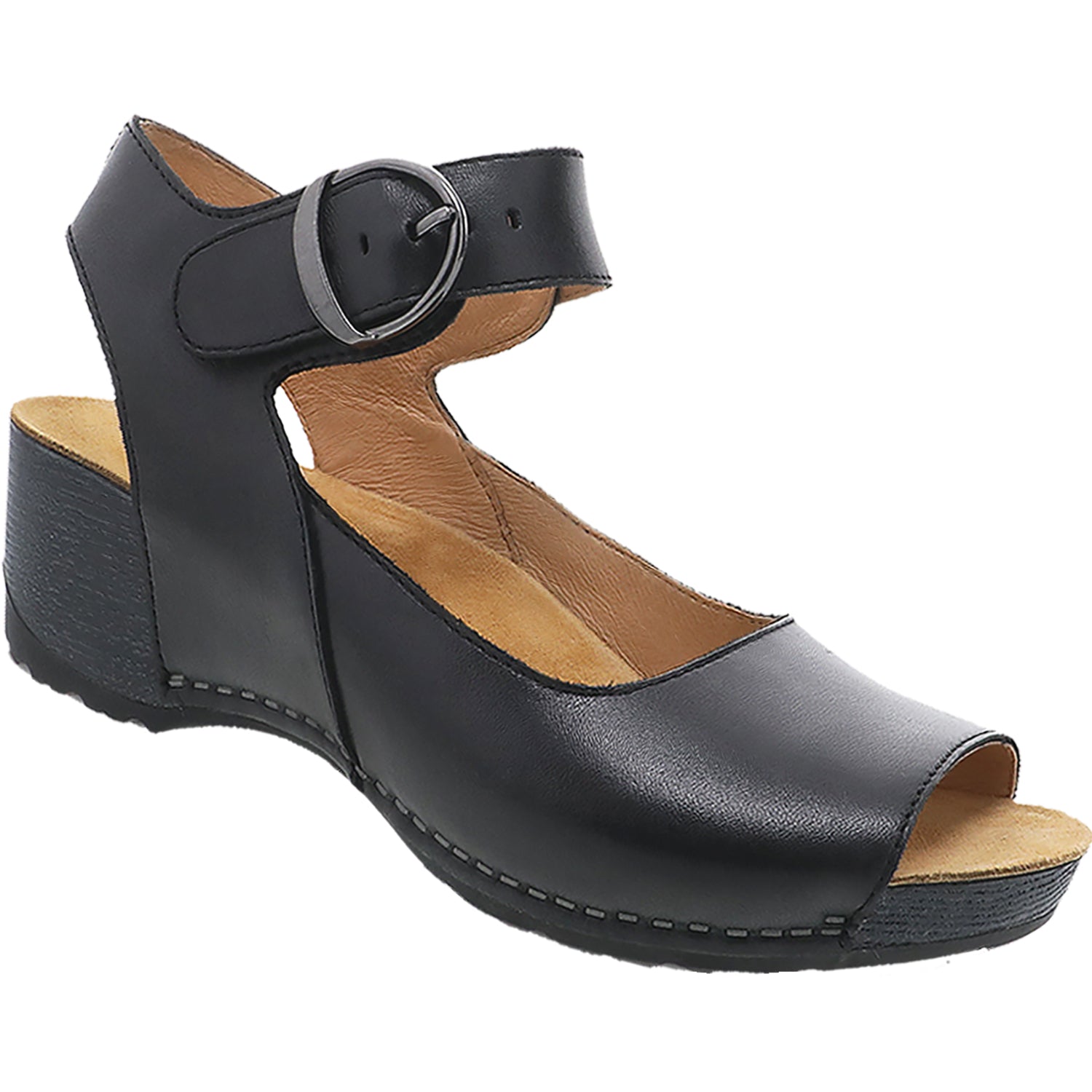 Dansko Tiana Women's Wedge Heel Backstrap Sandals Black Burnished Calf Leather