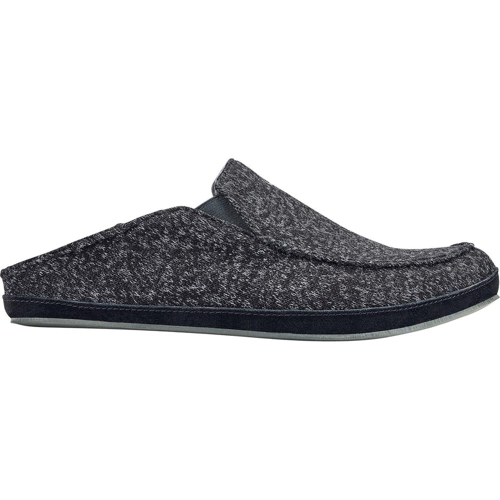 OluKai Moloa Hulu Men's Slippers Black/Black Knit Fabric