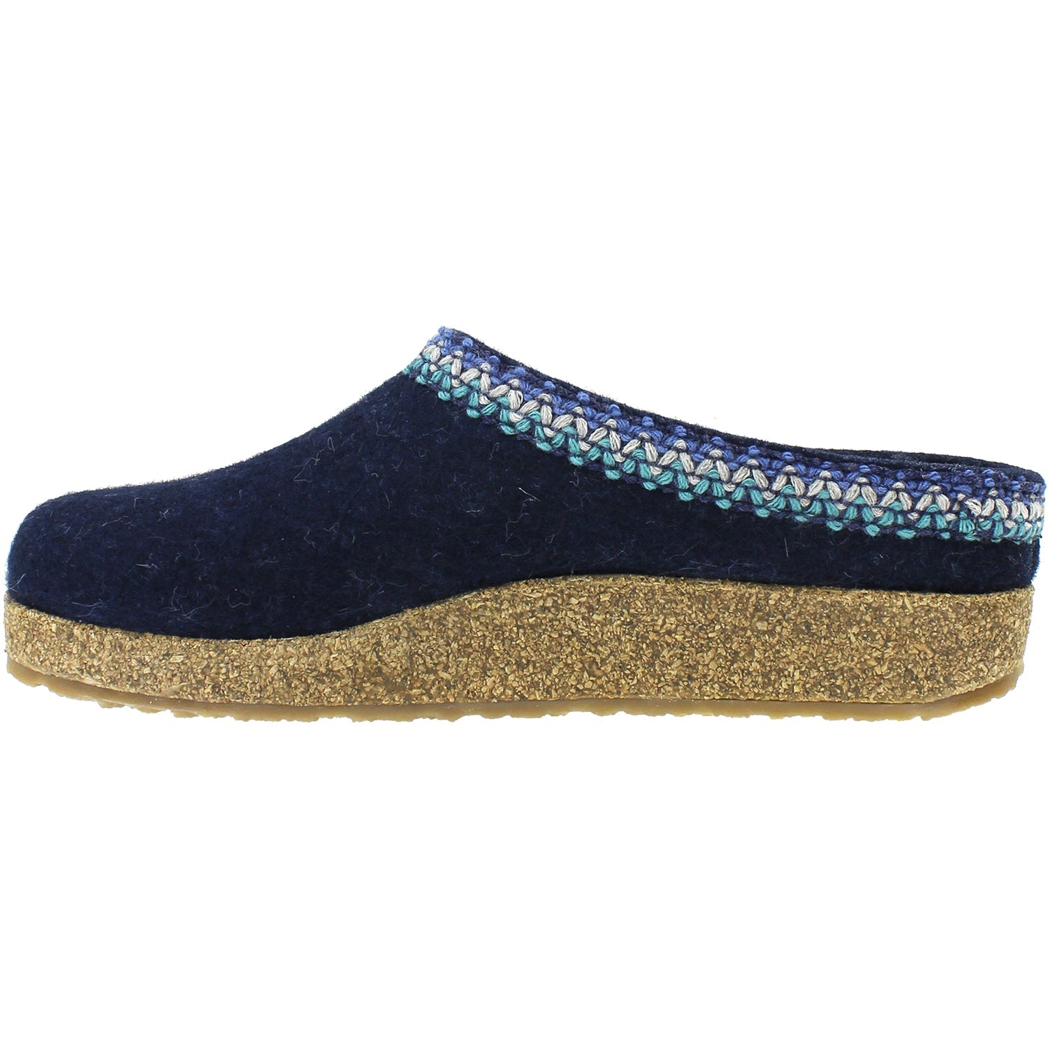 Haflinger Zig Zag Unisex Wool Clogs Captains Blue Wool