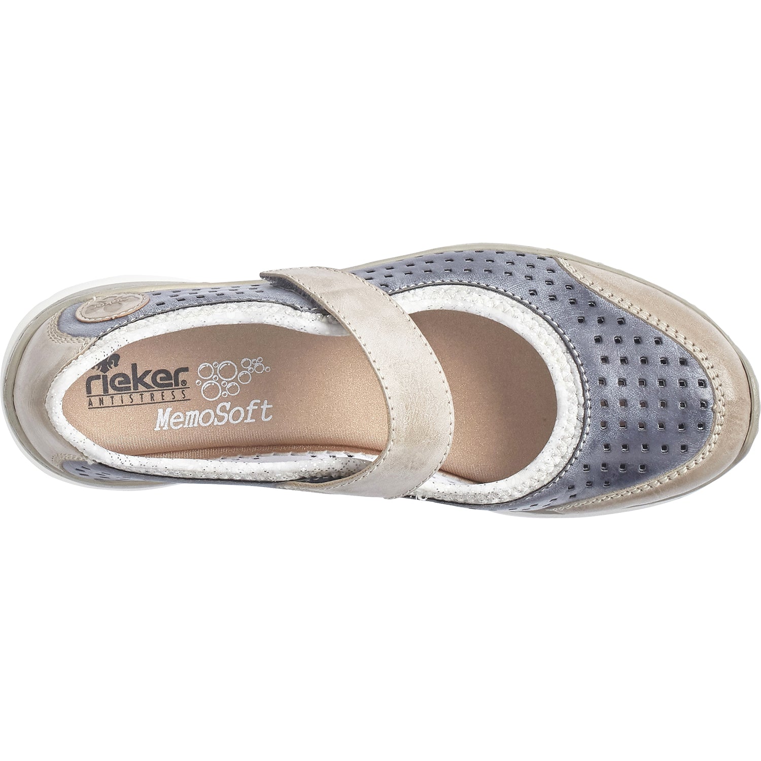 Rieker L32B5-42 Nikita B5 Women's Mart Jane Sneakers Steel/Jeans/Silver Synthetic