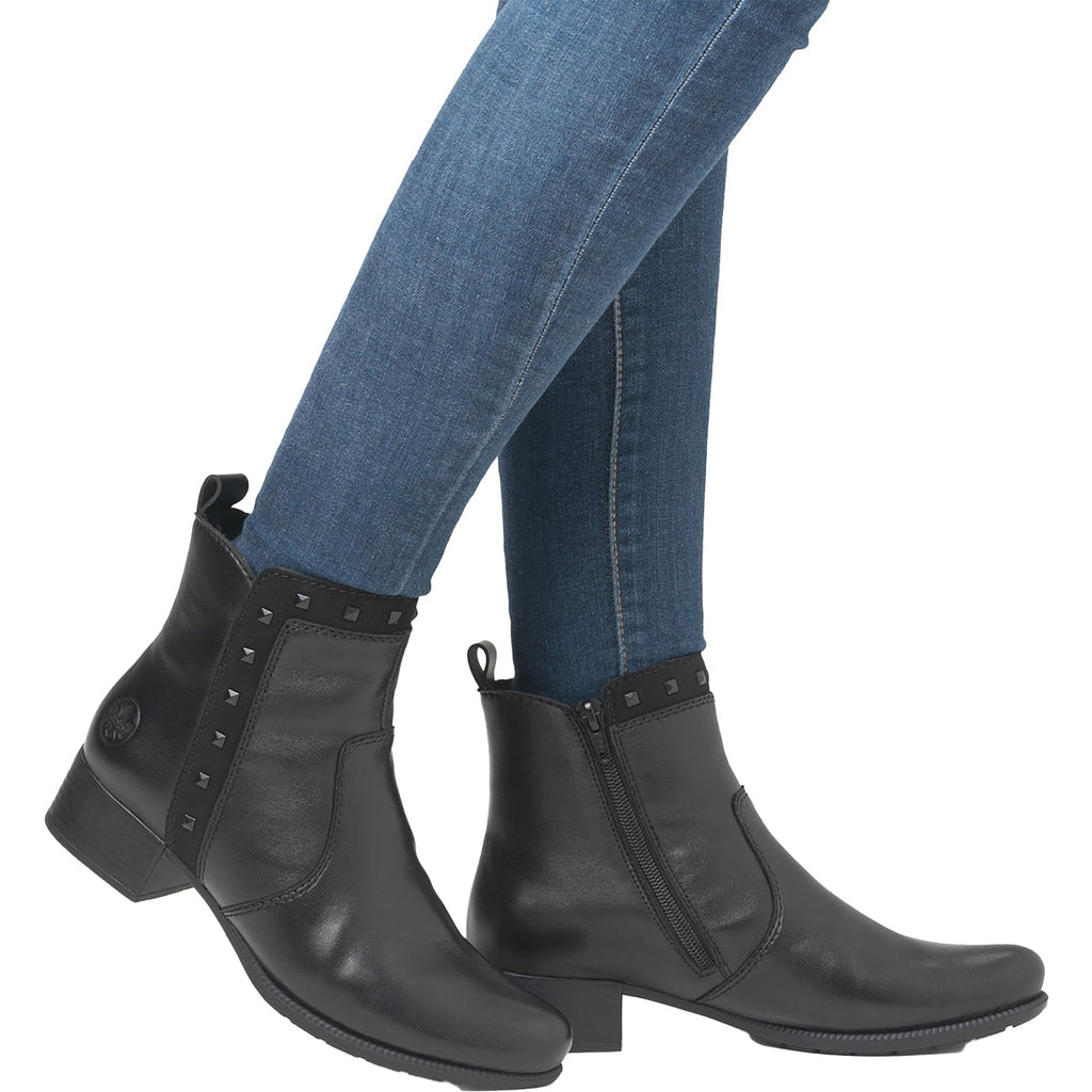 Rieker 78657-00 Women's Boots Black/Black/Black Leather