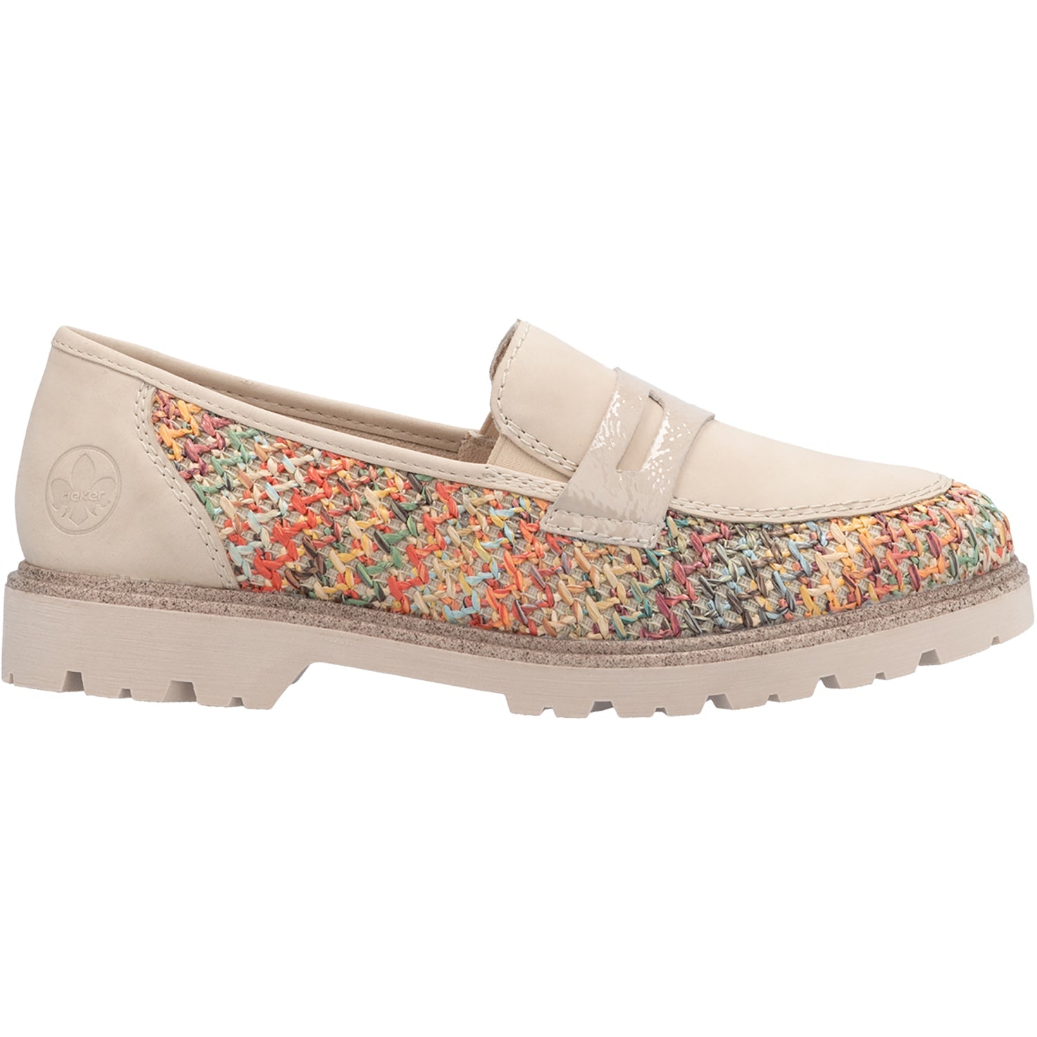 Rieker 45562-90 Gitta 62 Women's Slip Ons Traditional Perle Vegan/Patent Multi Woven