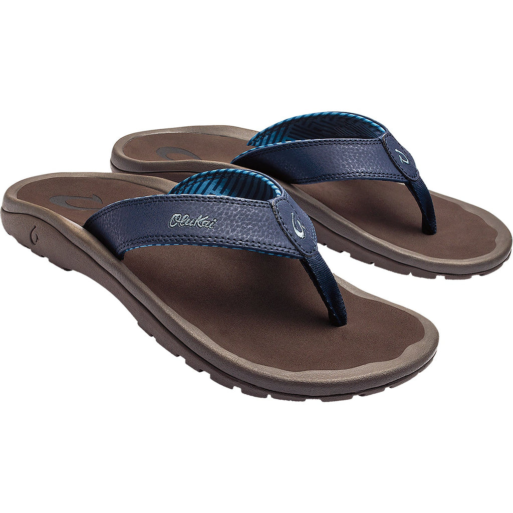 OluKai Ohana Men's Flip Flopss Blue Depth/Espresso Synthetic