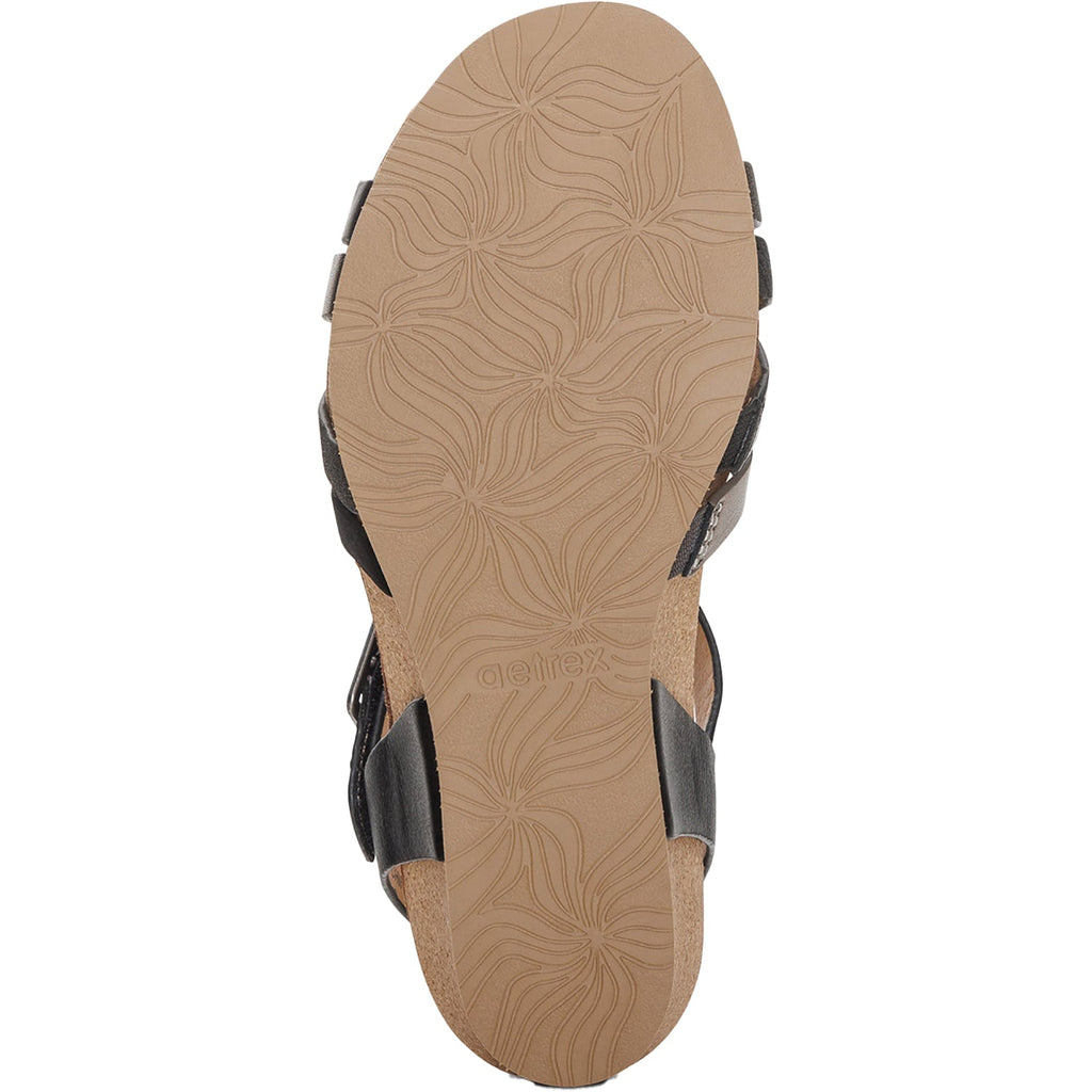 Aetrex Noelle Women's Wedge Sandals Black Multi Leather