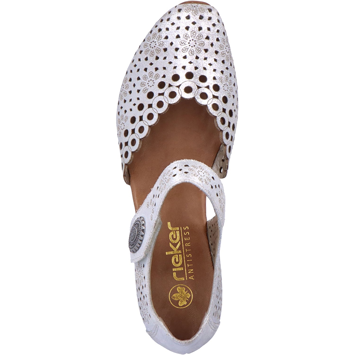 Rieker 43753-90 Mirjam 53 Women's Mary Janes Silver Leather