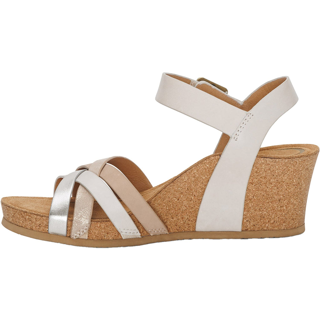 Aetrex Noelle Women's Wedge Sandals Ivory Multi Leather