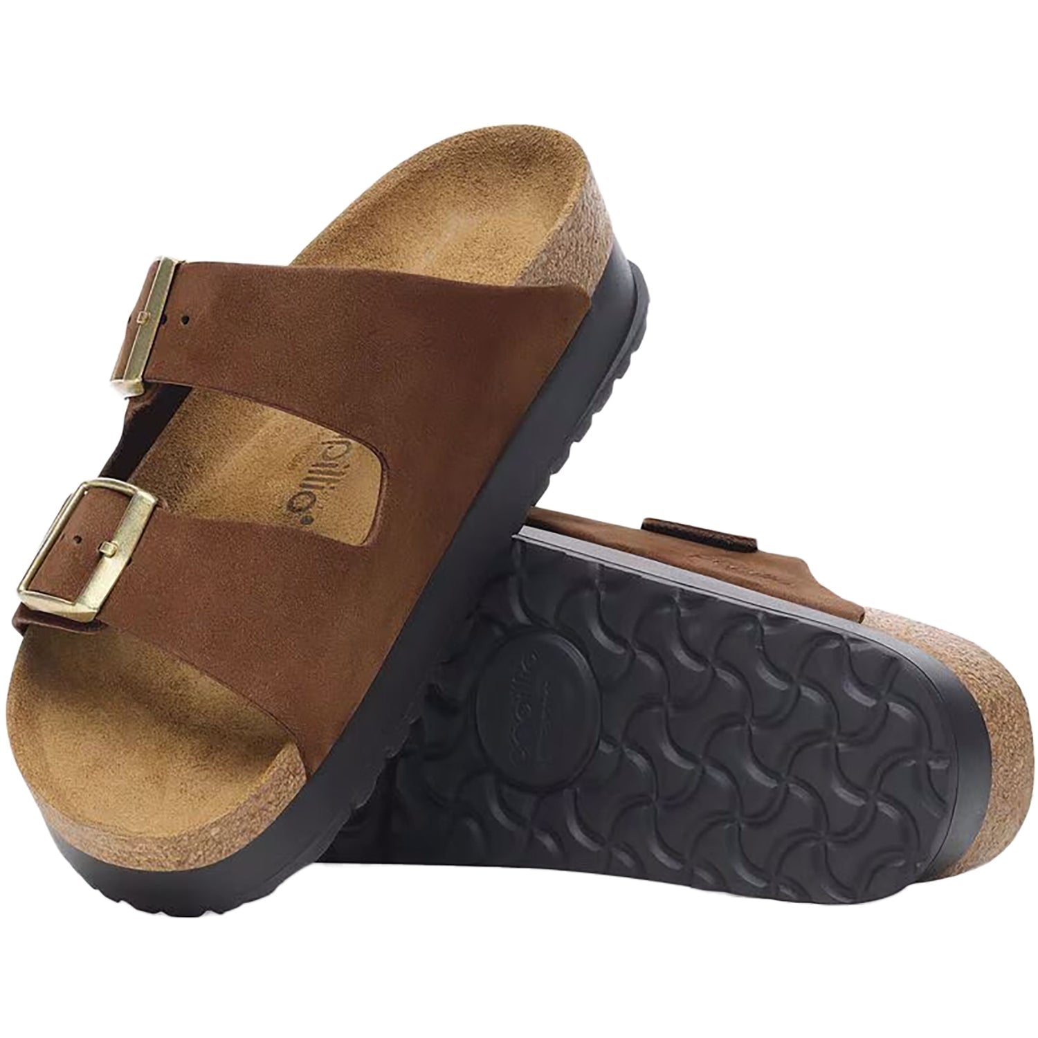 Birkenstock Arizona Platform Women's Sandals Dark Tea Nubuck