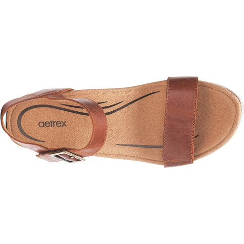 Aetrex Sydney Women's Quarter Strap Sandals Walnut Leather