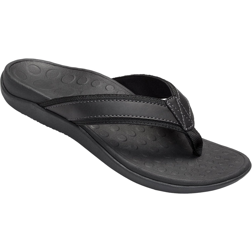 Vionic Tide Men's Flip Flopss Black Leather