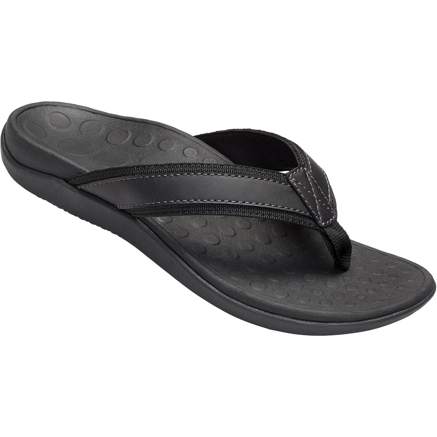 Vionic Tide Men's Flip Flopss Black Leather