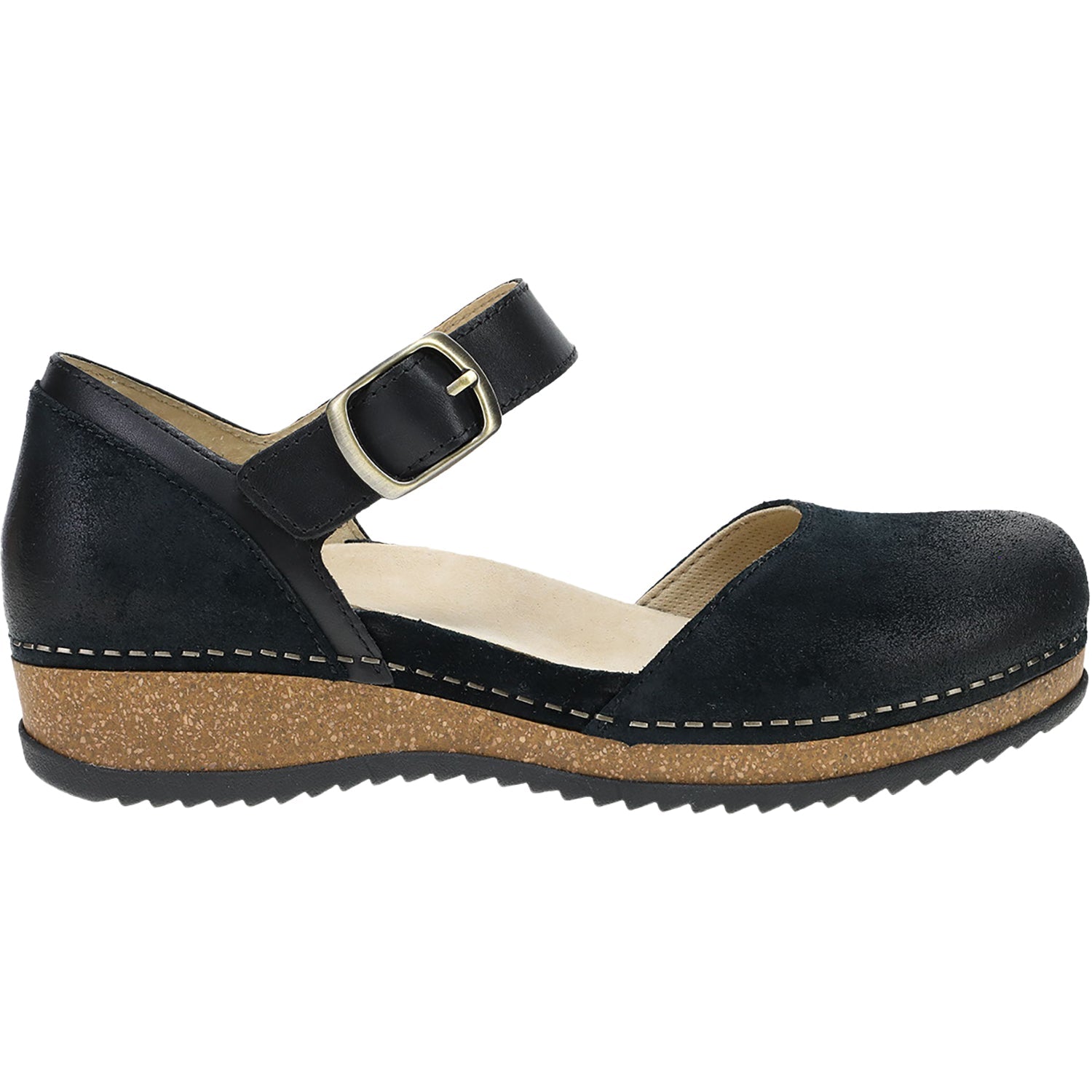 Dansko Mae Women's Mary Janes Traditional Black Burnished Suede