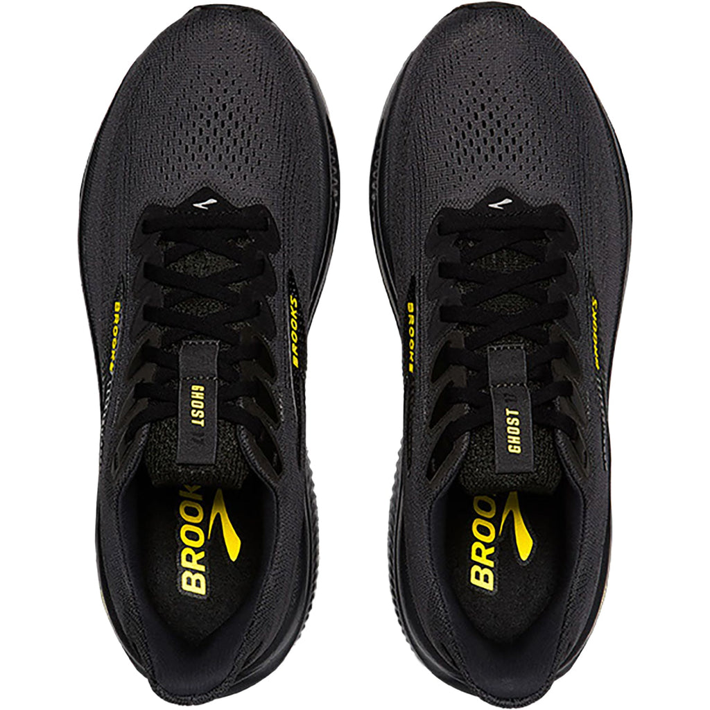 Brooks Ghost 17 (Neutral Support) Men's Running Shoes Ebony/Black/Yellow Mesh