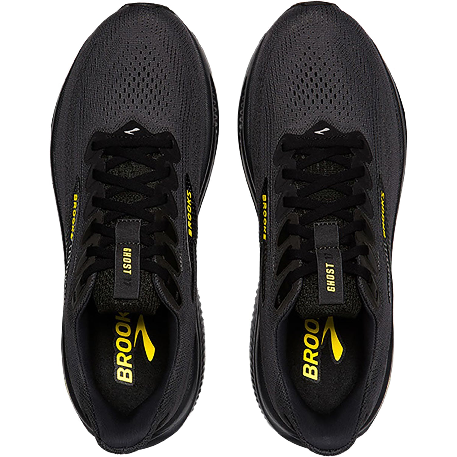 Brooks Ghost 17 (Neutral Support) Men's Running Shoes Ebony/Black/Yellow Mesh
