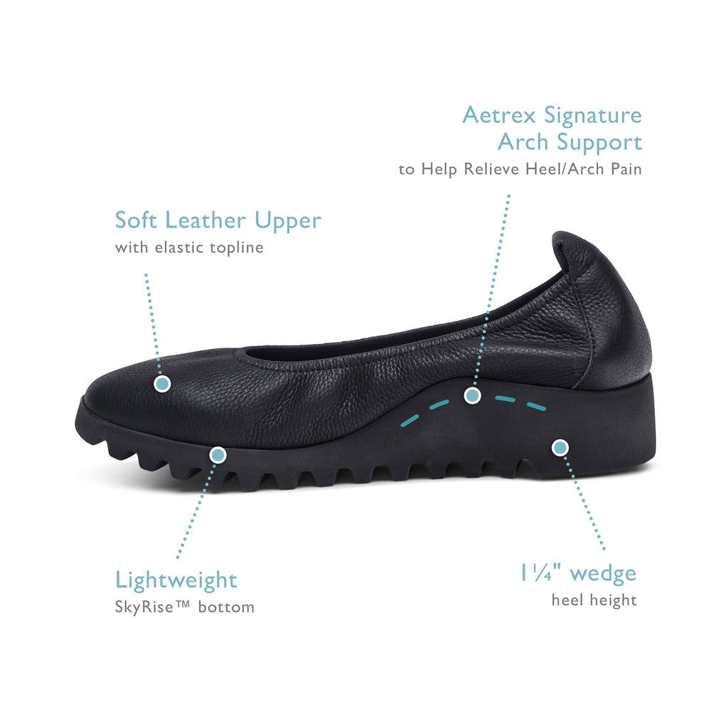 Aetrex Brianna Women's Slip On Shoes Black Leather