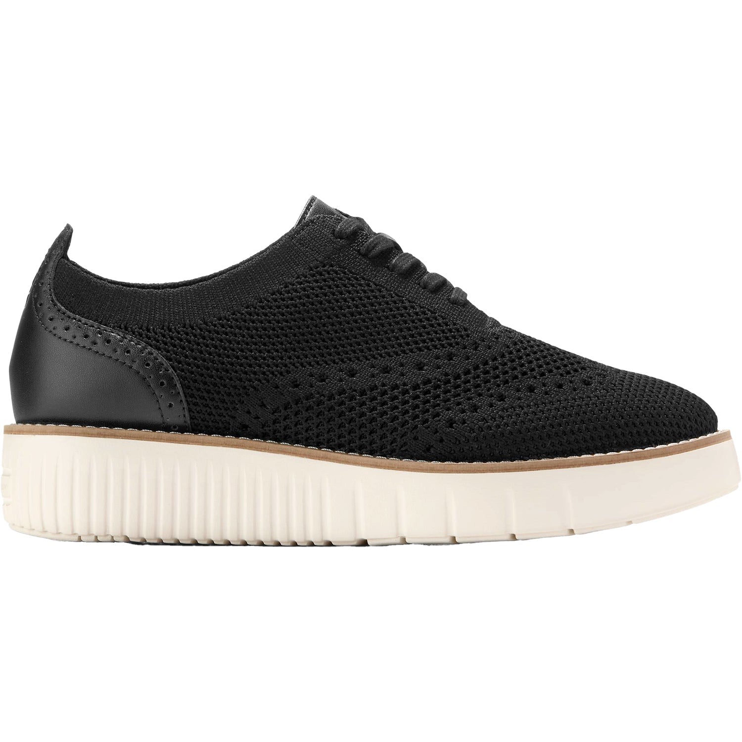 Grand City Platform Stitchlight Women's Sporty Lace Up Shoes Black Knit