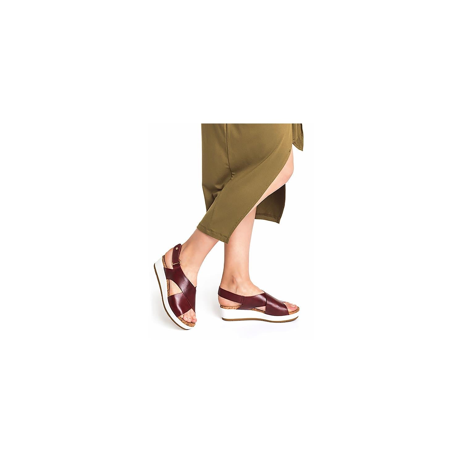 Pikolinos Mykonos W1G-0757 Women's Wedge Heel Sandals Brandy Leather