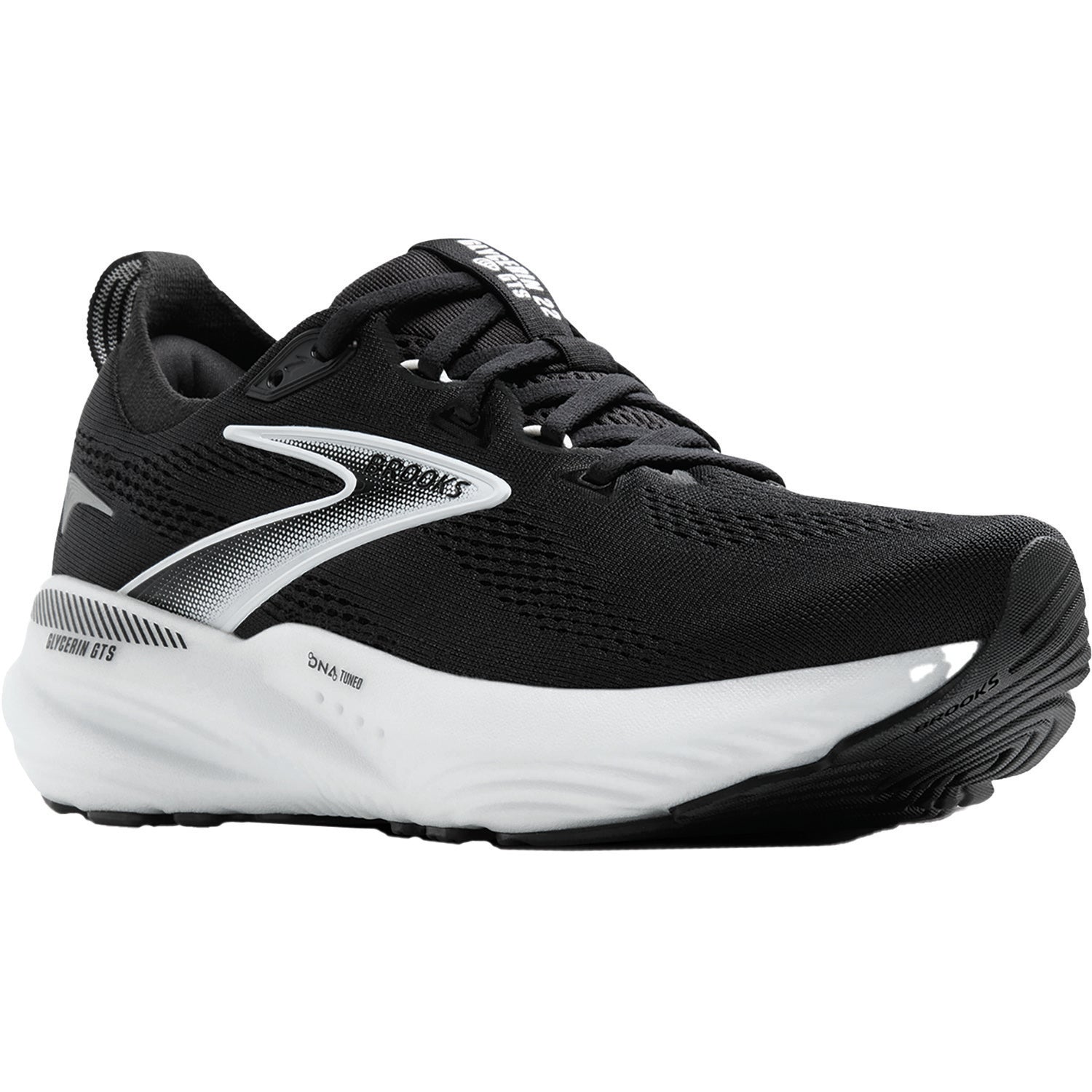 Brooks Glycerin GTS 22 (Neutral Support) (Stability Support) Men's Athletic Shoes Black/Grey/White Mesh