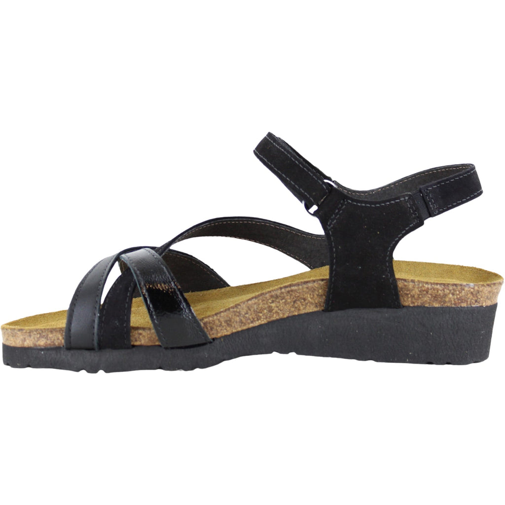Naot Sophia Women's Sandals Black Velvet/JetBlack/Black Crinkle Pat Leather