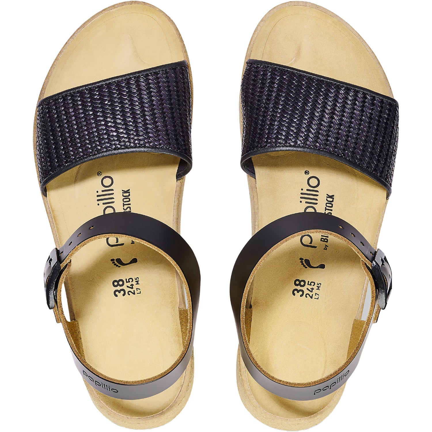 Birkenstock Papillio Glenda Women's Wedge Heel Sandals Black/Raffia Leather